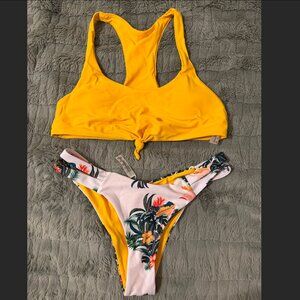 ZAFUL Yellow/Tropical Print Bikini - Size 8/L
